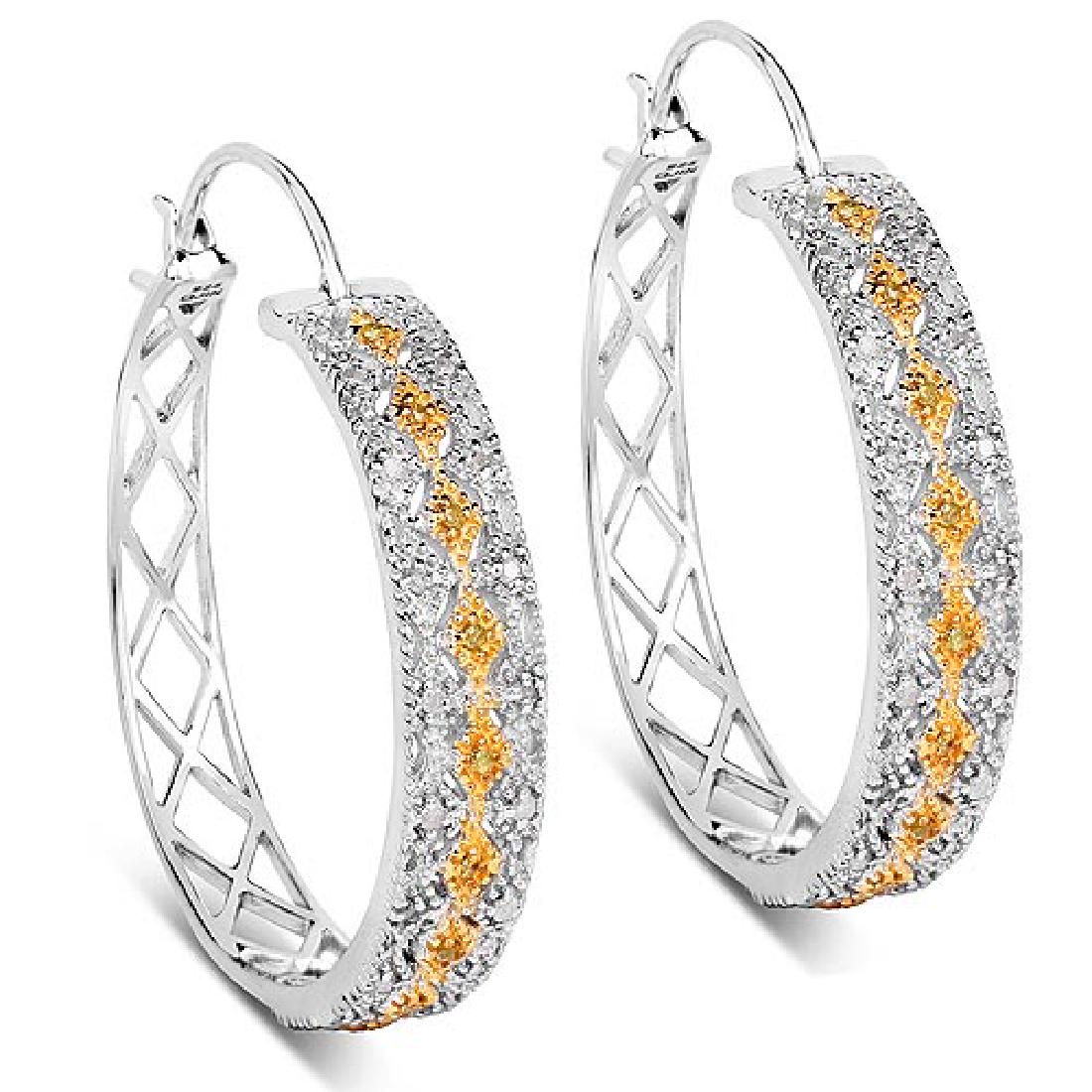 0.31 Carat Genuine White Diamond and Yellow Diamond .92: 0.31 Carat Genuine White Diamond and Yellow Diamond .925 Sterling Silver Earrings **|**|** 0.31 Carat Genuine White Diamond and Yellow Diamond .925 Sterling Silver Earrings #IRS20324