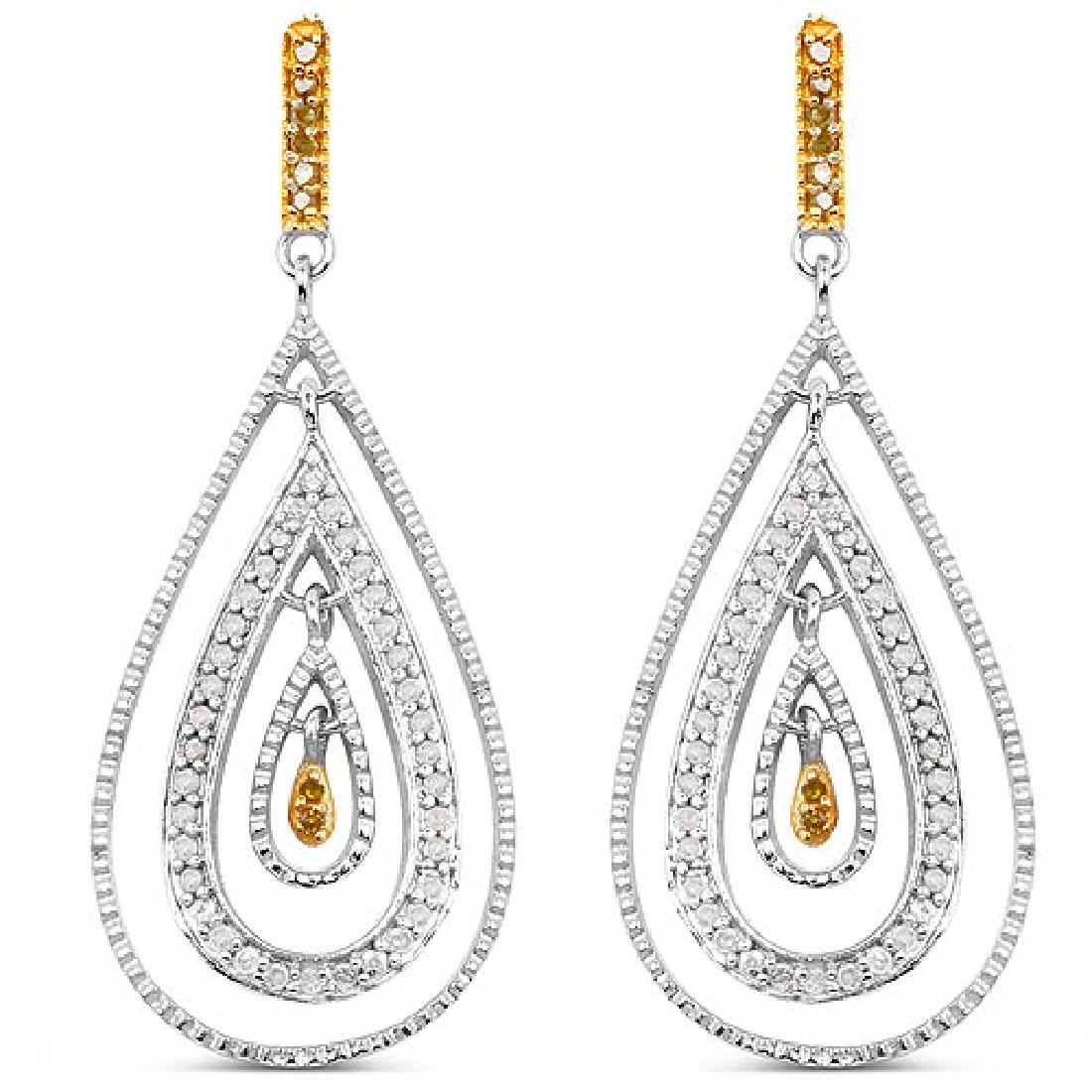 0.51 Carat Genuine White Diamond and Yellow Diamond .92: 0.51 Carat Genuine White Diamond and Yellow Diamond .925 Sterling Silver Earrings **|**|** 0.51 Carat Genuine White Diamond and Yellow Diamond .925 Sterling Silver Earrings #IRS20326