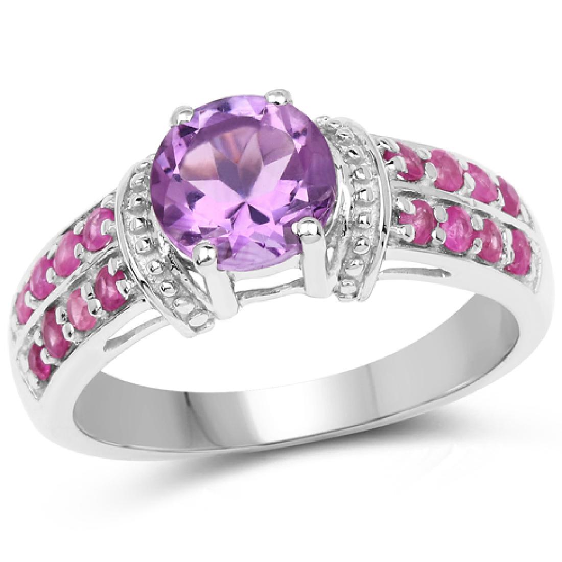 1.71 Carat Genuine Amethyst and Ruby .925 Sterling Silv: 1.71 Carat Genuine Amethyst and Ruby .925 Sterling Silver Ring **|**|** 1.71 Carat Genuine Amethyst and Ruby .925 Sterling Silver Ring #IRS17735