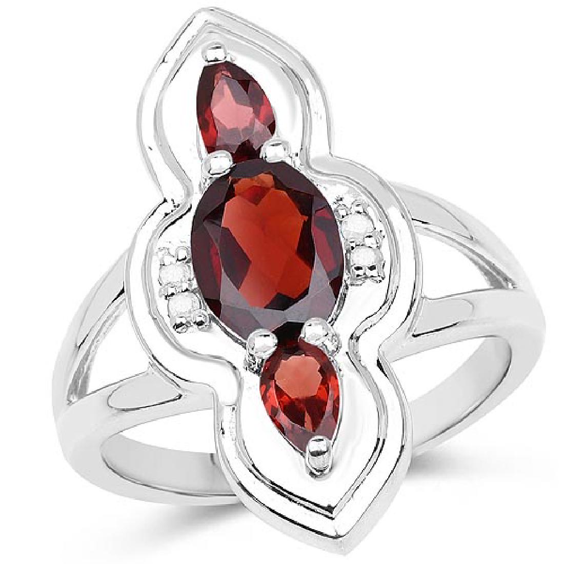 1.80 Carat Genuine Garnet and White Diamond .925 Sterli: 1.80 Carat Genuine Garnet and White Diamond .925 Sterling Silver Ring **|**|** 1.80 Carat Genuine Garnet and White Diamond .925 Sterling Silver Ring #IRS18448