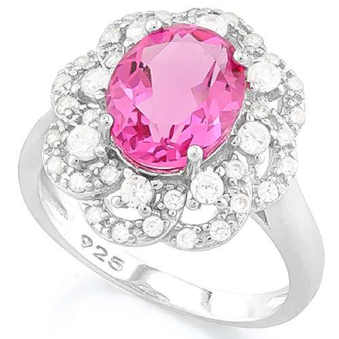 3 1/2 CTW CREATED RUBY & 4 CTW (40 PCS) FLAWLESS CREATE: 3 1/2 CTW CREATED RUBY & 4 CTW (40 PCS) FLAWLESS CREATED DIAMOND 925 STERLING SILVER RING **|**|** 3 1/2 CTW CREATED RUBY & 4 CTW (40 PCS) FLAWLESS CREATED DIAMOND 925 STERLING SILVER RING #IRS18983