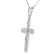 0.05 CTW 14K Solid White Gold Cross Necklace Natural Di - 2