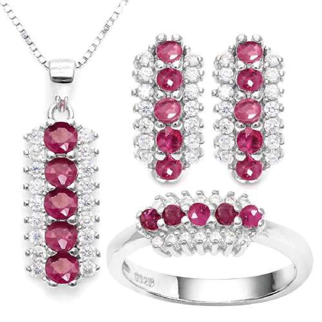 1.77 CTW RUBY 925 STERLING SILVER SET: 1.77 CTW RUBY 925 STERLING SILVER SET **|**|** 1.77 CTW RUBY 925 STERLING SILVER SET #IRS26546