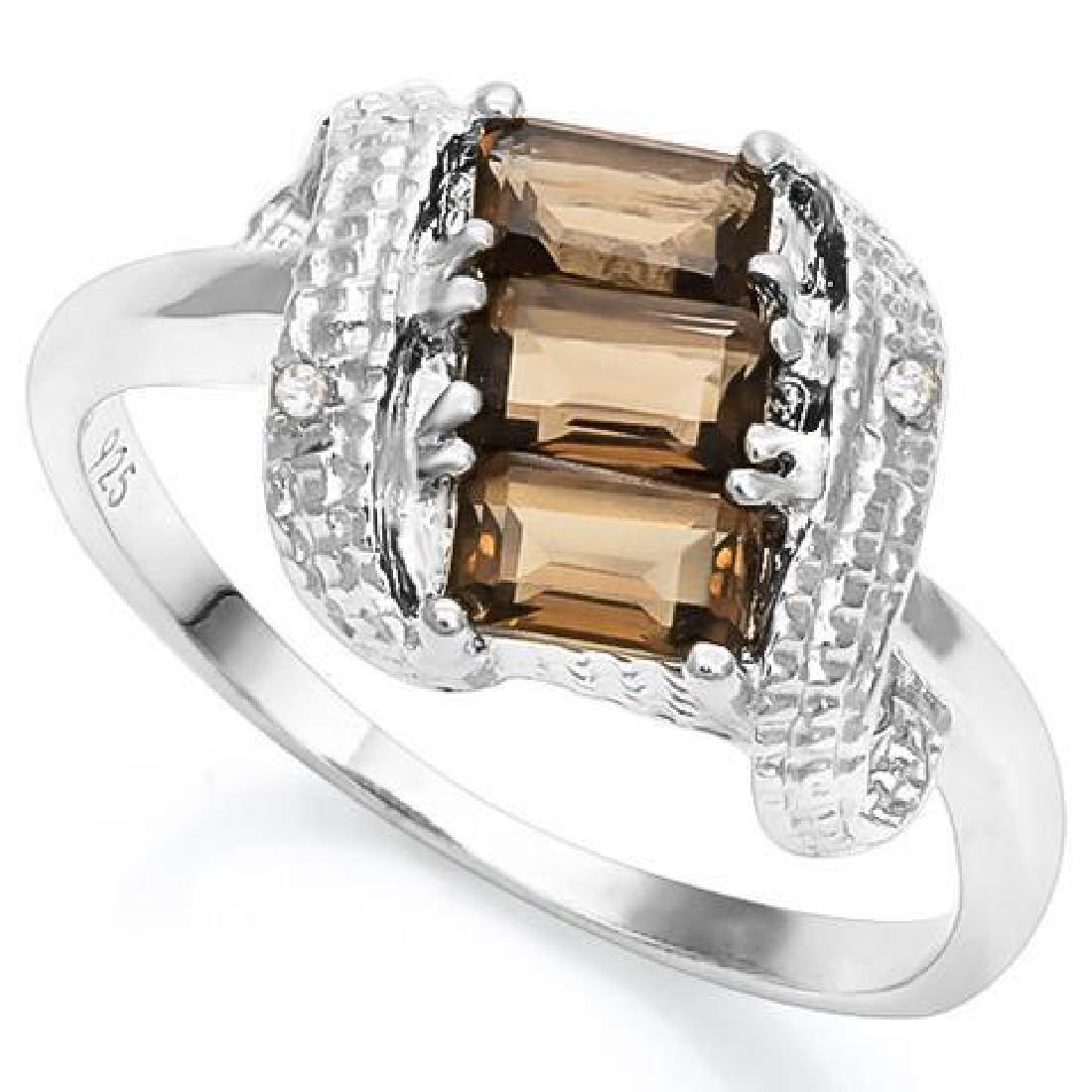 1 CT SMOKEY TOPAZ DIAMOND 925 STERLING SILVER RING: 1 CT SMOKEY TOPAZ DIAMOND 925 STERLING SILVER RING **|**|** Total Weight by Gram: 3.01-stone 1 carat: 1.02-stone 2 carat: 0.01 #IRS36352