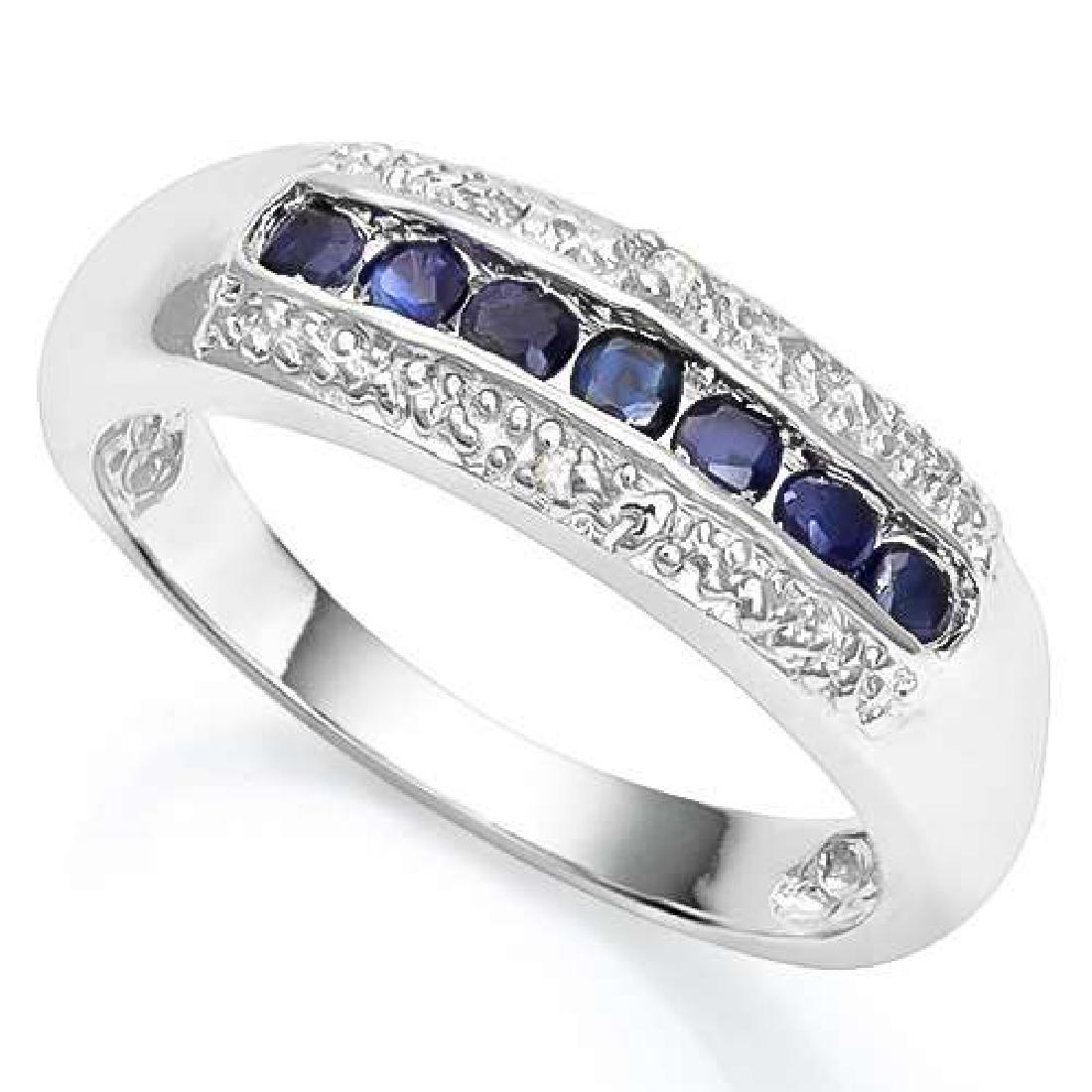 2/5 CTW SAPPHIRE & DIAMOND 925 STERLING SILVER RING: 2/5 CTW SAPPHIRE & DIAMOND 925 STERLING SILVER RING **|**|** 2/5 CTW SAPPHIRE & DIAMOND 925 STERLING SILVER RING #IRS26597