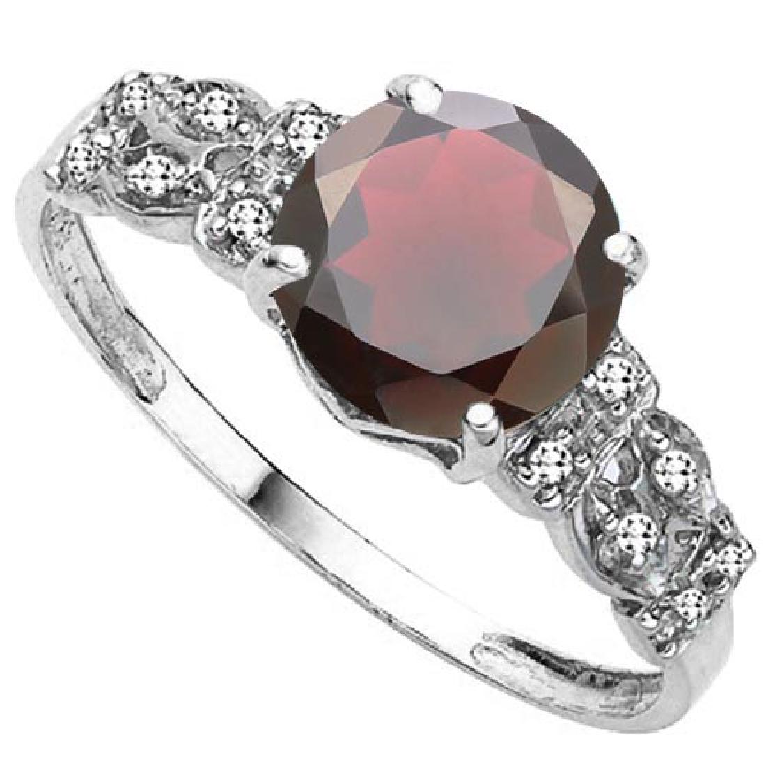 2.3 CTW GENUINE GARNET & GENUINE DIAMOND (12 PCS) 10KT: 2.3 CTW GENUINE GARNET & GENUINE DIAMOND (12 PCS) 10KT SOLID WHITE GOLD RING **|**|** 2.3 CTW GENUINE GARNET & GENUINE DIAMOND (12 PCS) 10KT SOLID WHITE GOLD RING #IRS50932