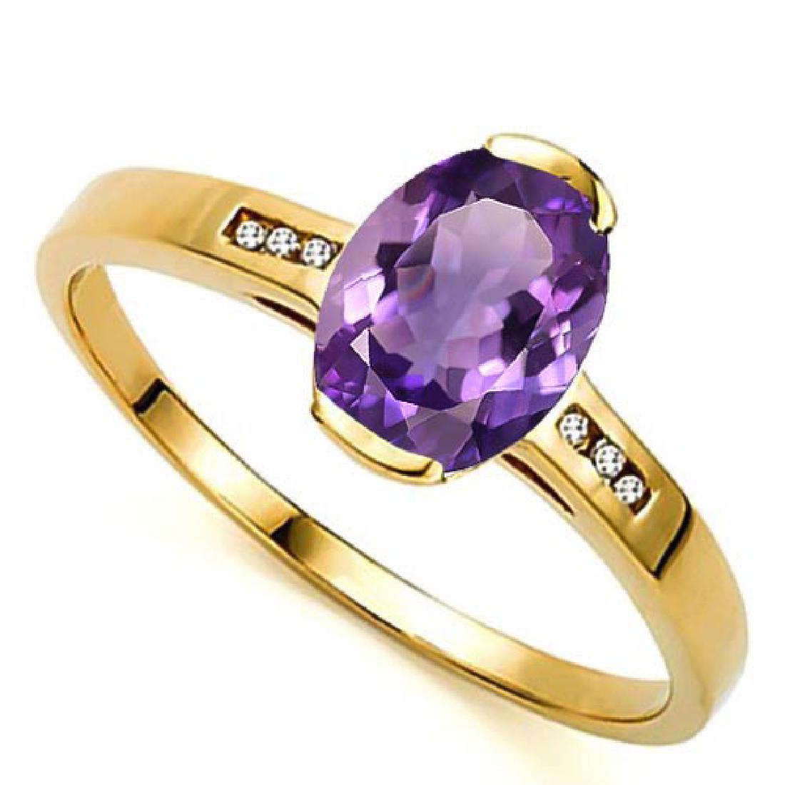 1.00 CTW AMETHYST & GENUINE DIAMOND 10K SOLID YELLOW GO: 1.00 CTW AMETHYST & GENUINE DIAMOND 10K SOLID YELLOW GOLD RING **|**|** 1.00 CTW AMETHYST & GENUINE DIAMOND 10K SOLID YELLOW GOLD RING #IRS50793