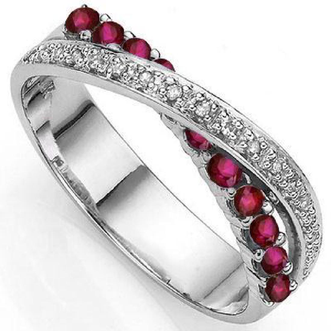 0.54 CT GENUINE RUBY 2 PCS GENUINE DIAMOND 0.925 STERL: 0.54 CT GENUINE RUBY 2 PCS GENUINE DIAMOND 0.925 STERLING SILVER W/ PLATINUM RING **|**|** Total Weight by Gram: 2.3-stone 1 carat: 0.01-stone 2 carat: 0.54 #IRS36216