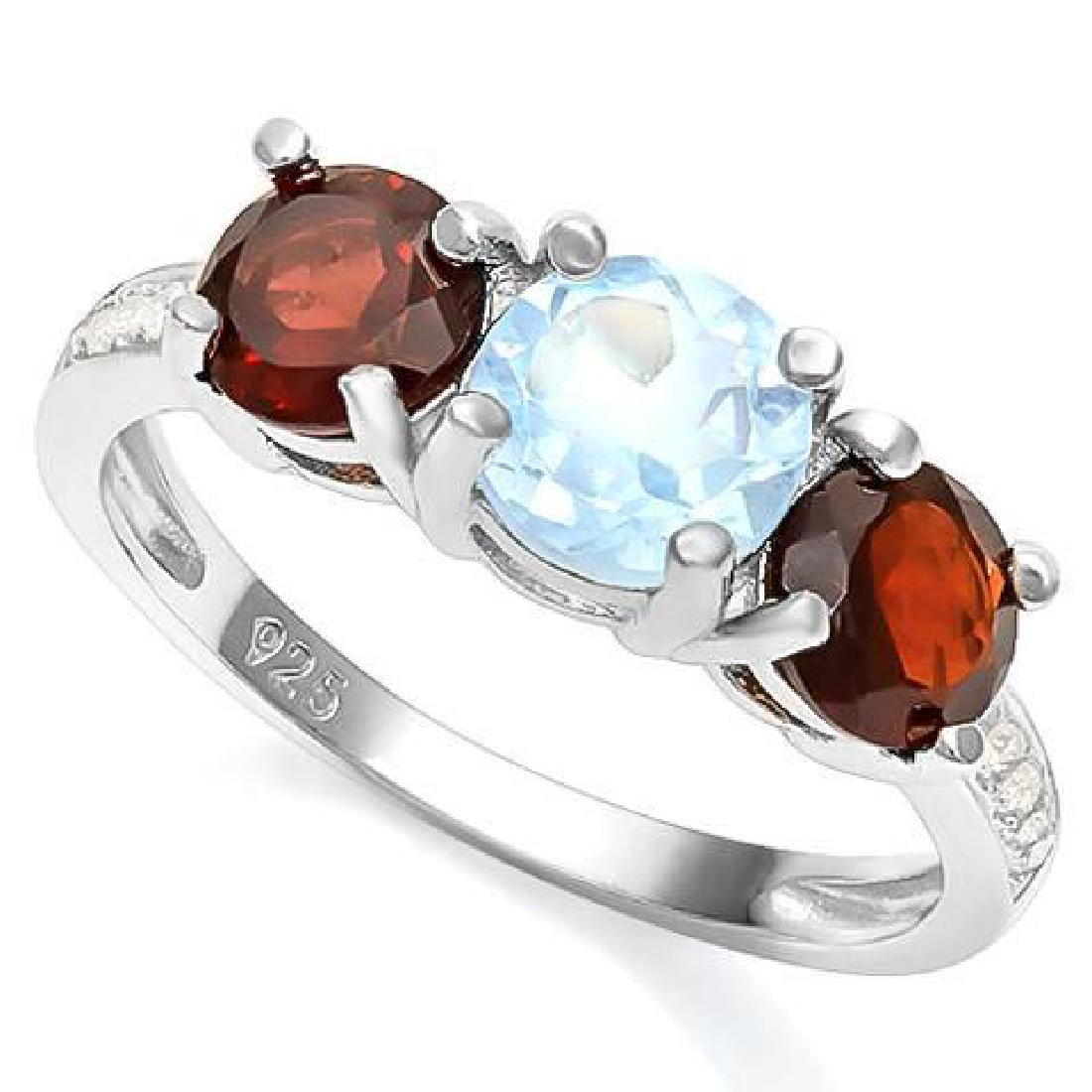 BABY SWISS BLUE TOPAZ 1 1/5 CT GARNET 925 STERLING SIL: BABY SWISS BLUE TOPAZ 1 1/5 CT GARNET 925 STERLING SILVER RING **|**|** Total Weight by Gram: 3.45-stone 1 carat: 1-stone 2 carat: 1.2-stone 3 carat: 0.06 #IRS36302