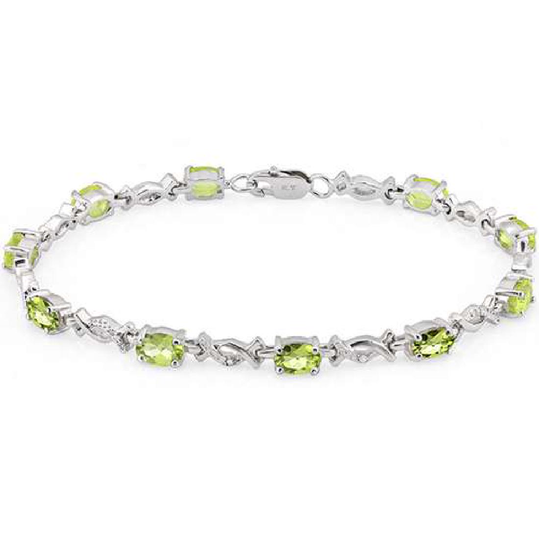 5 1/3 CTW PERIDOT & DIAMOND 925 STERLING SILVER TENNIS: 5 1/3 CTW PERIDOT & DIAMOND 925 STERLING SILVER TENNIS BRACELET **|**|** 5 1/3 CTW PERIDOT & DIAMOND 925 STERLING SILVER TENNIS BRACELET #IRS26553
