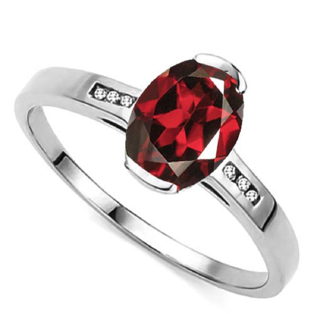 1.63 CTW GARNET & GENUINE DIAMOND 10K SOLID WHITE GOLD: 1.63 CTW GARNET & GENUINE DIAMOND 10K SOLID WHITE GOLD RING **|**|** 1.63 CTW GARNET & GENUINE DIAMOND 10K SOLID WHITE GOLD RING #IRS57173