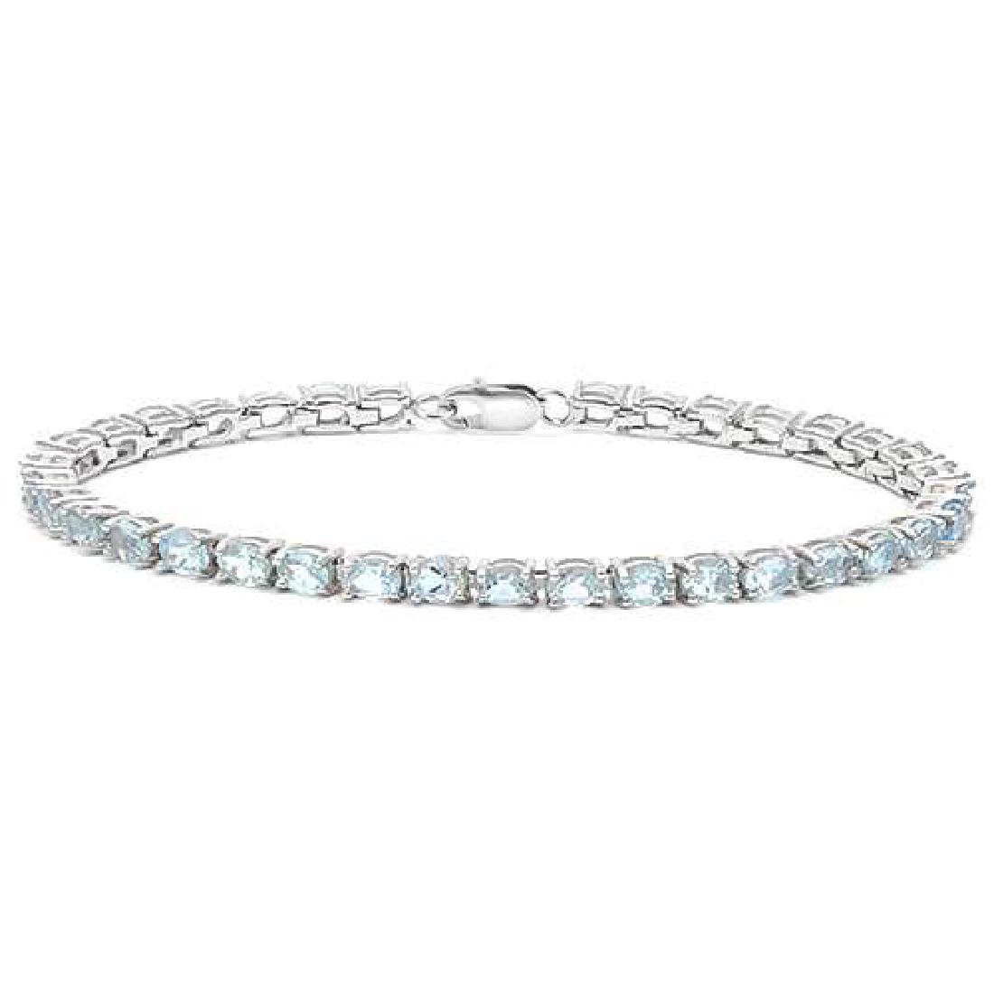 5.00 CTW AQUAMARINE 925 STERLING SILVER TENNIS BRACELET: 5.00 CTW AQUAMARINE 925 STERLING SILVER TENNIS BRACELET **|**|** 5.00 CTW AQUAMARINE 925 STERLING SILVER TENNIS BRACELET #IRS26555
