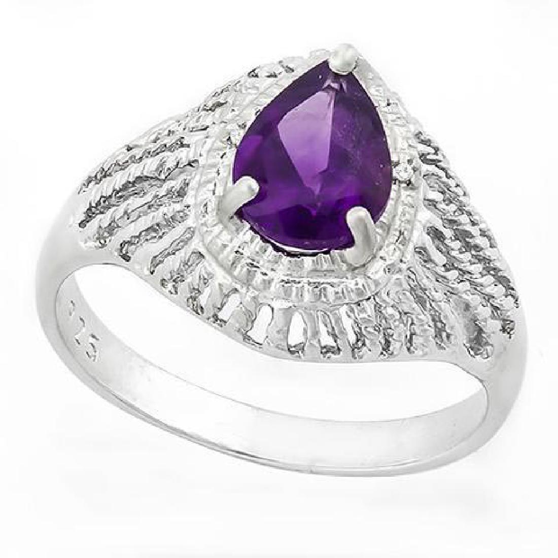 1 CARAT AMETHYST DIAMOND 925 STERLING SILVER RING: 1 CARAT AMETHYST DIAMOND 925 STERLING SILVER RING **|**|** Total Weight by Gram: 3.23-stone 1 carat: 0.01-stone 2 carat: 0.95 #IRS36240