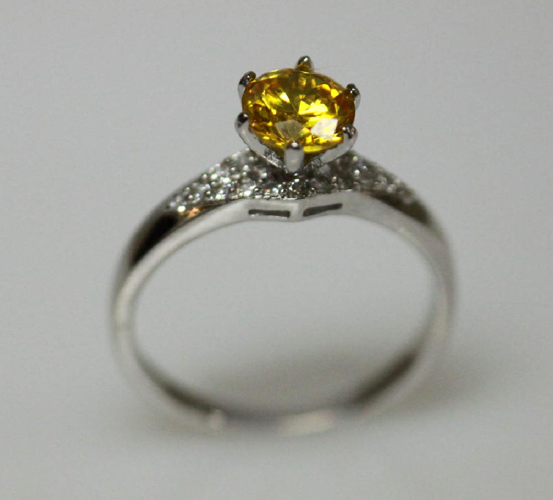 .925 STERLING SILVER YELLOW ZC SOLITAIRE RING W/ WHITE: .925 STERLING SILVER YELLOW ZC SOLITAIRE RING W/ WHITE **|**|** .925 STERLING SILVER YELLOW ZC SOLITAIRE RING W/ WHITE CZ SIZE:8 #IRS68464