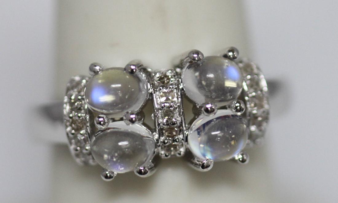 1.84 CTW MOONSTONE & DIAMOND RING .925 STERLING SILVER: 1.84 CTW MOONSTONE & DIAMOND RING .925 STERLING SILVER **|**|** 1.84 CTW MOONSTONE & DIAMOND RING .925 STERLING SILVER #IRS43773