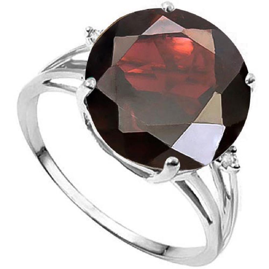 6.35 CTW GENUINE GARNET & GENUINE DIAMOND (2 PCS) 10KT: 6.35 CTW GENUINE GARNET & GENUINE DIAMOND (2 PCS) 10KT SOLID WHITE GOLD RING **|**|** 6.35 CTW GENUINE GARNET & GENUINE DIAMOND (2 PCS) 10KT SOLID WHITE GOLD RING #IRS57289