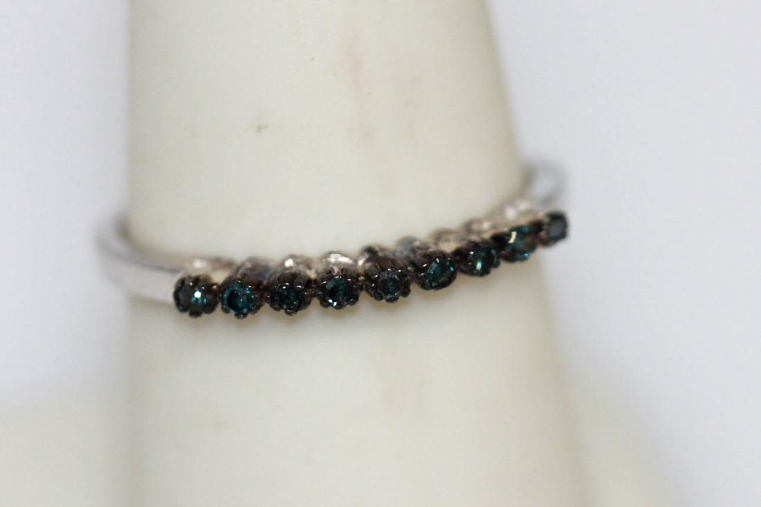 0.13 CTW BLUE DIAMOND RING .925 STERLING SILVER: 0.13 CTW BLUE DIAMOND RING .925 STERLING SILVER **|**|** 0.13 CTW BLUE DIAMOND RING .925 STERLING SILVER #IRS45084