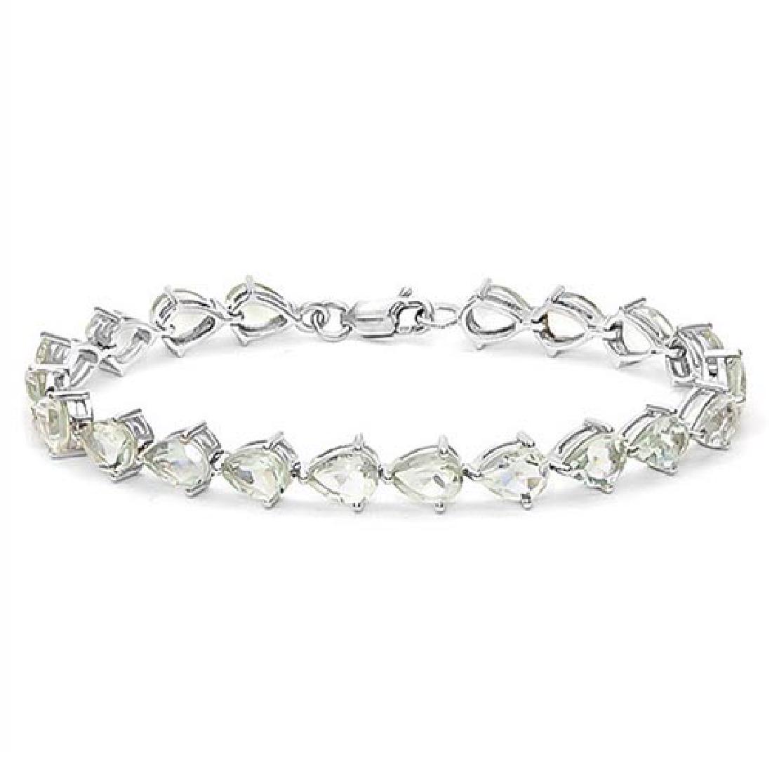12.73 CTW (20 PCS) GREEN AMETHYST 925 STERLING SILVER T: 12.73 CTW (20 PCS) GREEN AMETHYST 925 STERLING SILVER TENNIS BRACELET **|**|** 12.73 CTW (20 PCS) GREEN AMETHYST 925 STERLING SILVER TENNIS BRACELET #IRS56853