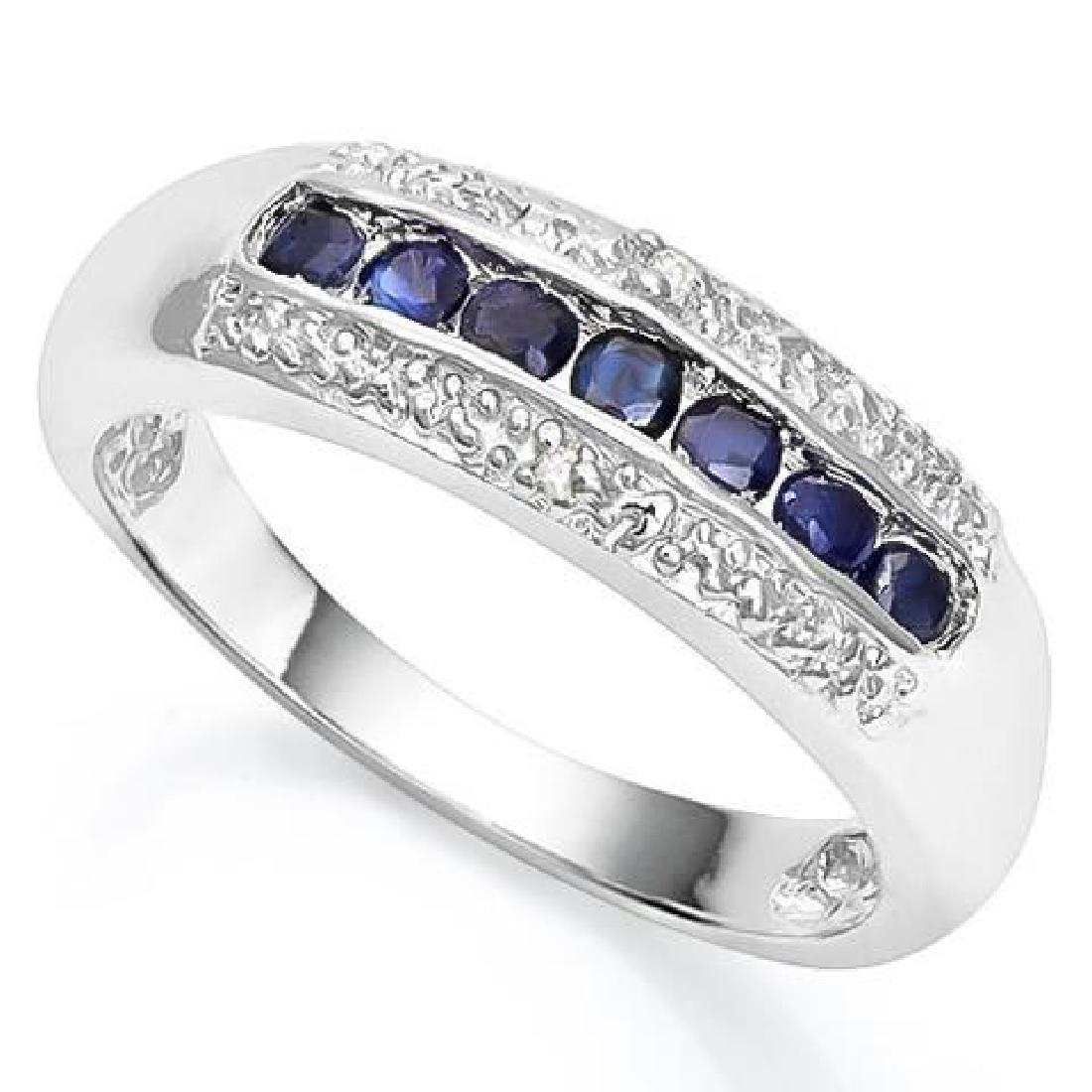 2/5 CT SAPPHIRE DIAMOND 925 STERLING SILVER RING: 2/5 CT SAPPHIRE DIAMOND 925 STERLING SILVER RING **|**|** Total Weight by Gram: 3.58-stone 1 carat: 0.4-stone 2 carat: 0.01 #IRS36340