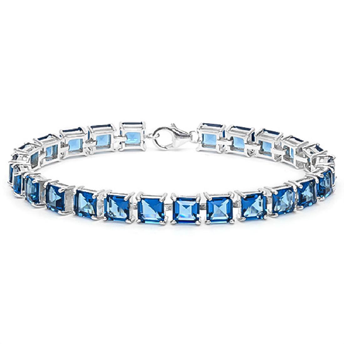 24.1 CT CREATED LONDON BLUE TOPAZ 925 STERLING SILVER T: 24.1 CT CREATED LONDON BLUE TOPAZ 925 STERLING SILVER TENNIS BRACELET IN SQUARE SHAPE **|**|** 24.1 CT CREATED LONDON BLUE TOPAZ 925 STERLING SILVER TENNIS BRACELET IN SQUARE SHAPE #IRS50076