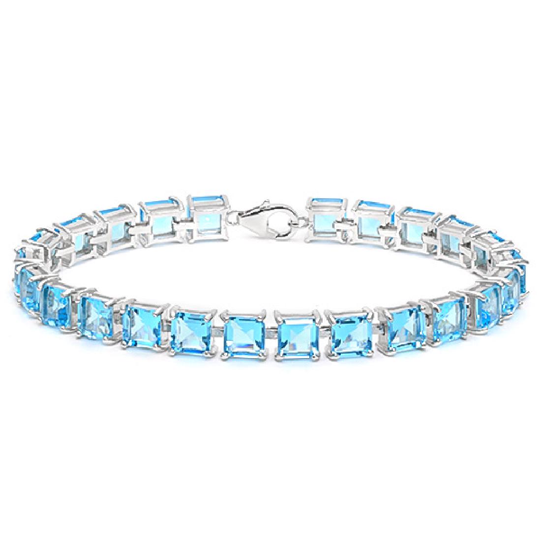 24.1 CT CREATED SKY BLUE TOPAZ 925 STERLING SILVER TENN: 24.1 CT CREATED SKY BLUE TOPAZ 925 STERLING SILVER TENNIS BRACELET IN SQUARE SHAPE **|**|** 24.1 CT CREATED SKY BLUE TOPAZ 925 STERLING SILVER TENNIS BRACELET IN SQUARE SHAPE #IRS50079