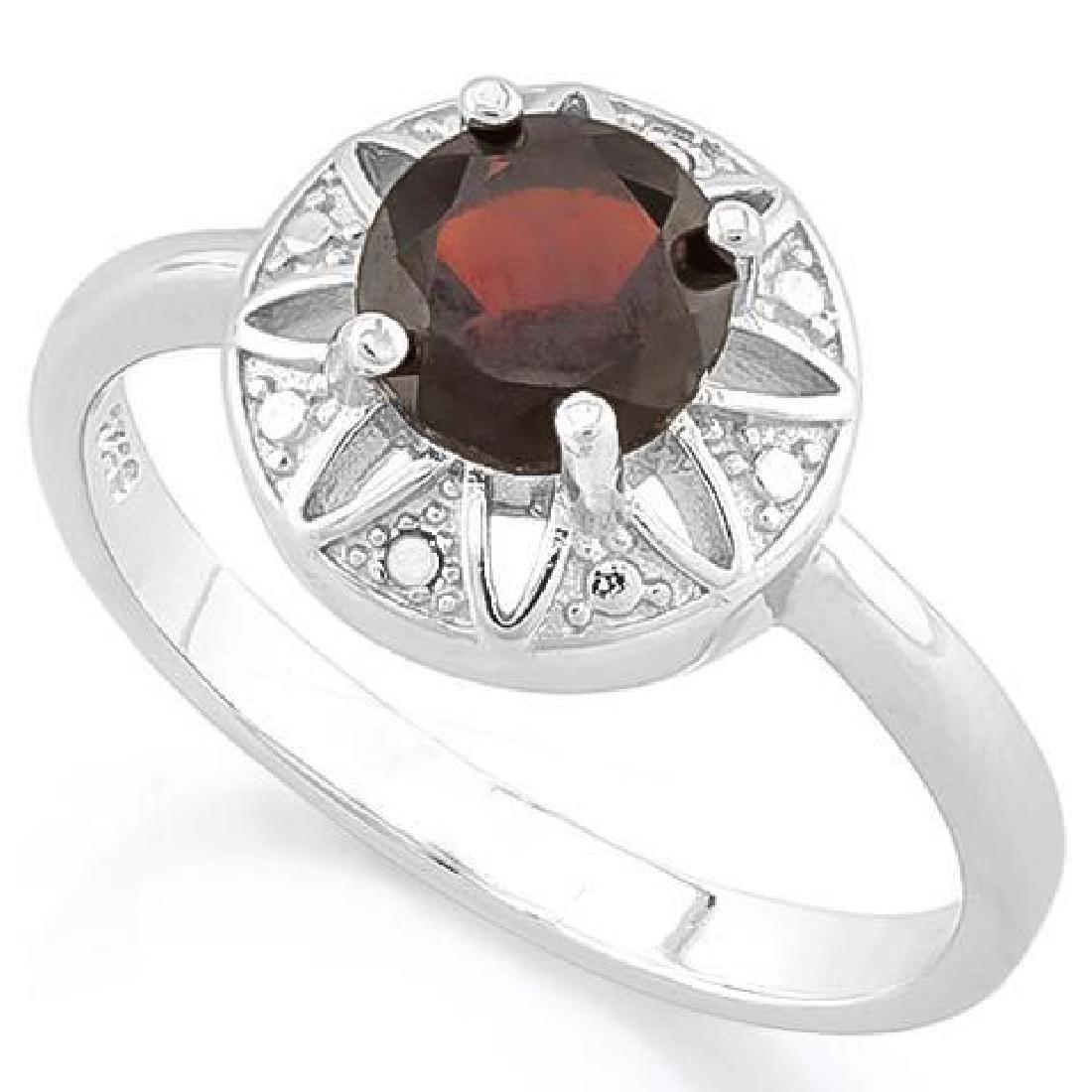 1 CARAT GARNET DIAMOND 925 STERLING SILVER RING: 1 CARAT GARNET DIAMOND 925 STERLING SILVER RING **|**|** Total Weight by Gram: 2.72-stone 1 carat: 1.092-stone 2 carat: 0.012 #IRS36136