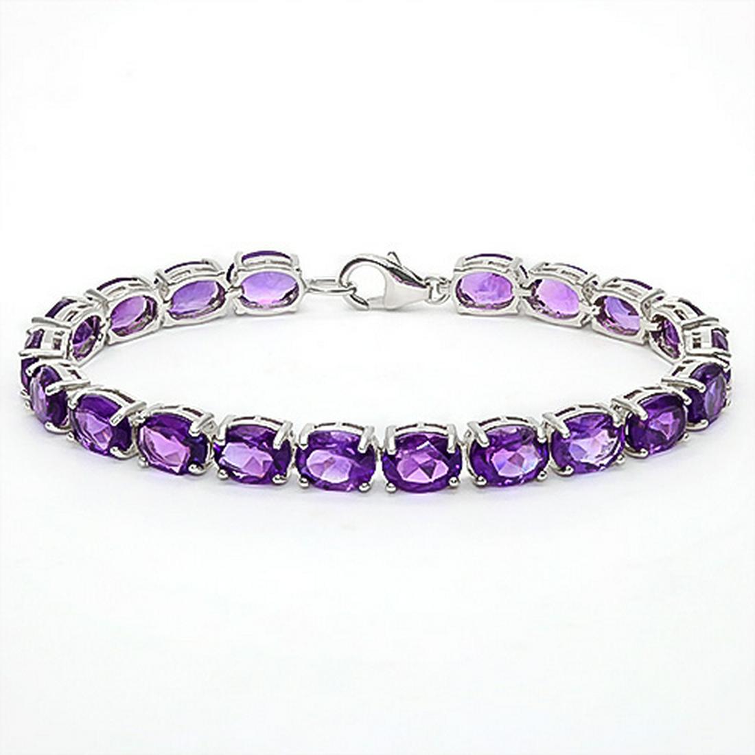 22.45 CT AMETHYST 925 STERLING SILVER TENNIS BRACELET I: 22.45 CT AMETHYST 925 STERLING SILVER TENNIS BRACELET IN OVAL SHAPE **|**|** 22.45 CT AMETHYST 925 STERLING SILVER TENNIS BRACELET IN OVAL SHAPE #IRS50066