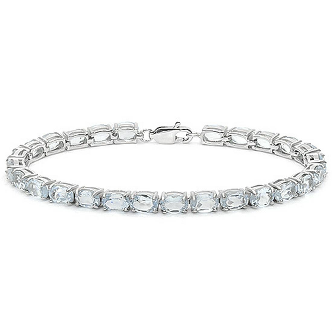 5.95 CT AQUAMARINE 925 STERLING SILVER TENNIS BRACELET: 5.95 CT AQUAMARINE 925 STERLING SILVER TENNIS BRACELET IN OVAL SHAPE **|**|** 5.95 CT AQUAMARINE 925 STERLING SILVER TENNIS BRACELET IN OVAL SHAPE #IRS50062