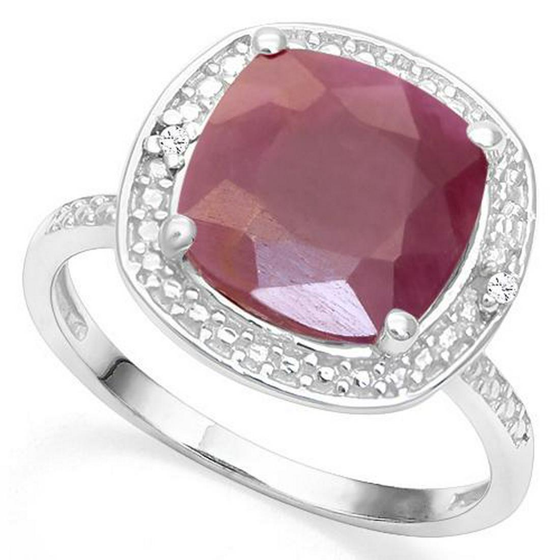 .925 STERLING SILVER CU 10MM RUBY & DIAMOND WOMEN RING: .925 STERLING SILVER CU 10MM RUBY & DIAMOND WOMEN RING **|**|** .925 STERLING SILVER CU 10MM RUBY & DIAMOND WOMEN RING #IRS19952