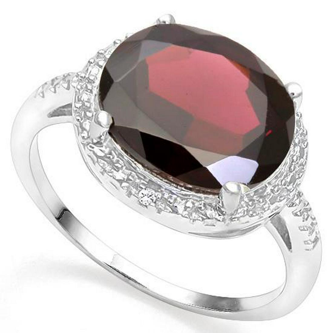 .925 STERLING SILVER 5.11 CTW GARNET & DIAMOND COCKTAIL: .925 STERLING SILVER 5.11 CTW GARNET & DIAMOND COCKTAIL RING **|**|** .925 STERLING SILVER 5.11 CTW GARNET & DIAMOND COCKTAIL RING #IRS19915