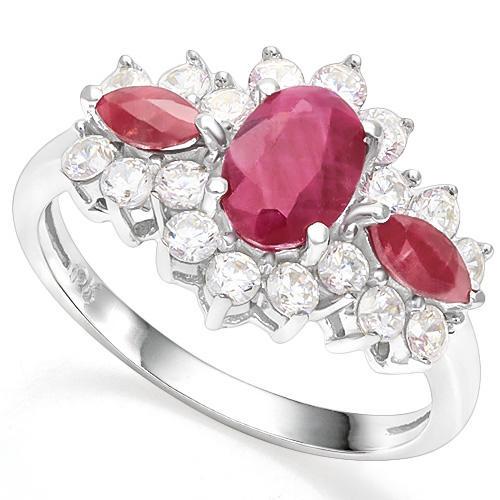 .925 STERLING SILVER 0.98 CTW RUBY & DIAMOND COCKTAIL R: .925 STERLING SILVER 0.98 CTW RUBY & DIAMOND COCKTAIL RING **|**|** .925 STERLING SILVER 0.98 CTW RUBY & DIAMOND COCKTAIL RING #IRS19836
