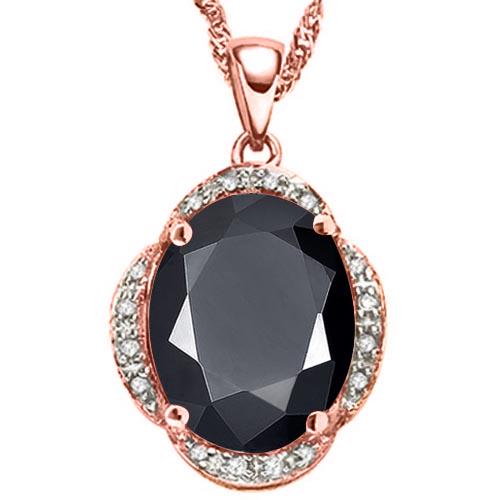 5.89 CTW BLACK SAPPHIRE & (16 PCS) DIAMOND 10KT SOLID R: 5.89 CTW BLACK SAPPHIRE & (16 PCS) DIAMOND 10KT SOLID RED GOLD PENDANT **|**|** 5.89 CTW BLACK SAPPHIRE & (16 PCS) DIAMOND 10KT SOLID RED GOLD PENDANT #IRS80913
