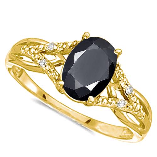 0.95 CARAT BLACK SAPPHIRE & 0.04 CTW DIAMOND 14KT SOLID: 0.95 CARAT BLACK SAPPHIRE & 0.04 CTW DIAMOND 14KT SOLID YELLOW GOLD RING **|**|** 0.95 CARAT BLACK SAPPHIRE & 0.04 CTW DIAMOND 14KT SOLID YELLOW GOLD RING #IRS76918