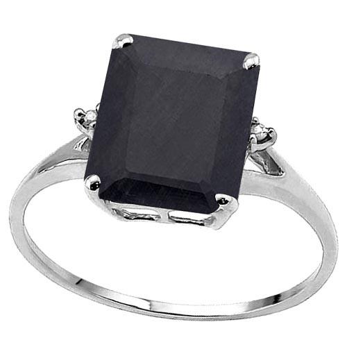 4.16 CTW GENUINE BLACK SAPPHIRE & GENUINE DIAMOND (2 PC: 4.16 CTW GENUINE BLACK SAPPHIRE & GENUINE DIAMOND (2 PCS) 10KT SOLID WHITE GOLD RING **|**|** 4.16 CTW GENUINE BLACK SAPPHIRE & GENUINE DIAMOND (2 PCS) 10KT SOLID WHITE GOLD RING #IRS80982