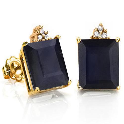 2.51 CARAT BLACK SAPPHIRE 10K SOLID YELLOW GOLD OCTAGON: 2.51 CARAT BLACK SAPPHIRE 10K SOLID YELLOW GOLD OCTAGON SHAPE EARRING WITH 0.03 CTW DIAMOND **|**|** 2.51 CARAT BLACK SAPPHIRE 10K SOLID YELLOW GOLD OCTAGON SHAPE EARRING WITH 0.03 CTW DIAMOND #IRS488