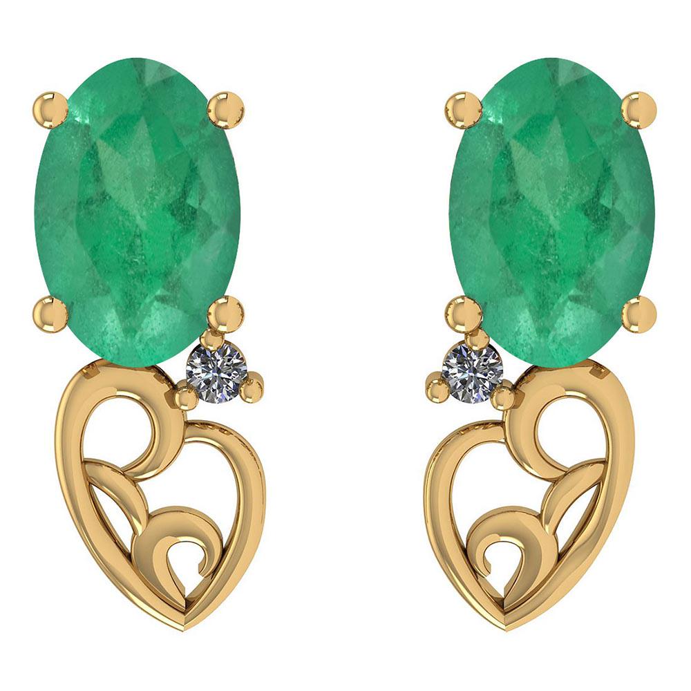 Certified 2.06 Ctw Emerald And Diamond VS/SI1 10K Yello: Certified 2.06 Ctw Emerald And Diamond VS/SI1 10K Yellow Gold Earrings **|**|** Color Stone Approx Weight : 2.00 Ctw (2 Pcs Oval) Center Stone Color: Emerald Center Stone Setting: Prong Side Stone (2