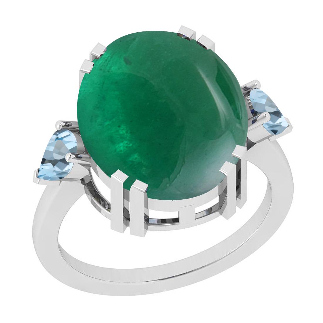 Certified 10.95 Ctw Emerald and Aquamarine 14K White Go: Certified 10.95 Ctw Emerald and Aquamarine 14K White Gold Solitaire Ring **|**|** Color Stone Approx Weight: 10.95 Ctw (1 Pcs Oval & 2 Pcs Pear) Center Stone Color: Emerald& Aquamarine Center Stone Se