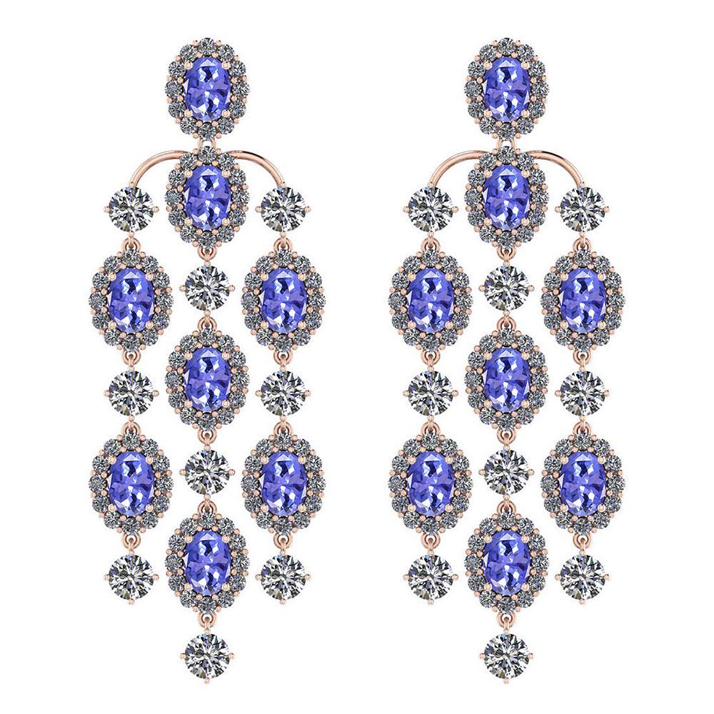 Certified 25.86 Ctw Tanzanite And Diamond VS/SI1 18K Ro: Certified 25.86 Ctw Tanzanite And Diamond VS/SI1 18K Rose Gold Dangling Earrings **|**|** Color Stone Approx Weight: 12.00 Ctw (16 Pcs Oval) Center Stone Color: Tanzanite Center Stone Setting: Prong S