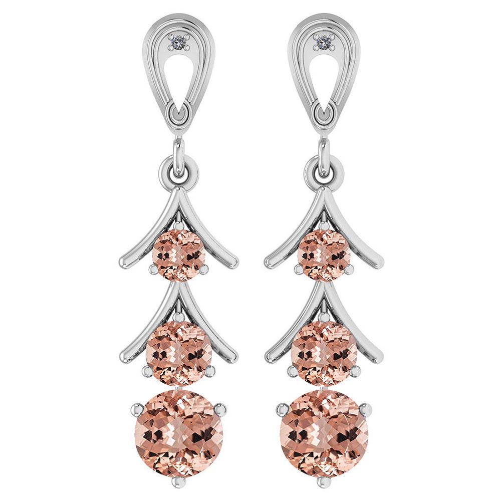 Certified 1.62 Ctw Morganite And Diamond VS/SI1 14K Whi: Certified 1.62 Ctw Morganite And Diamond VS/SI1 14K White Gold Dangling Earrings **|**|** Color Stone Weight : 1.60 Ctw (6 Pcs Round) Center Stone Color: Morganite Center Stone Setting: Prong Side Sto