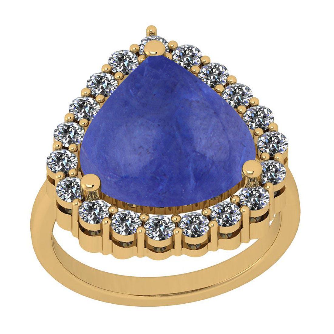 Certified 12.19 Ctw Tanzanite And Diamond VS/SI1 Style: Certified 12.19 Ctw Tanzanite And Diamond VS/SI1 Style Prong Set 14k Yellow Gold Ring **|**|** Center Stone Weight: 11.35 Ctw (1 Pcs Heart Cabochon) Center Stone Color: Tanzanite Center Stone Setting: