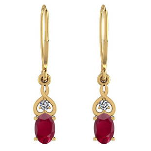 Certified 1.05 Ctw Ruby And Diamond VS/SI1 18K Yellow G: Certified 1.05 Ctw Ruby And Diamond VS/SI1 18K Yellow Gold Lever Lock Earrings **|**|** Color Stone Approx Weight: 1.00 Ctw (2pcs Oval) Center Stone Color: Ruby Center Stone Setting: Prong Side Stone
