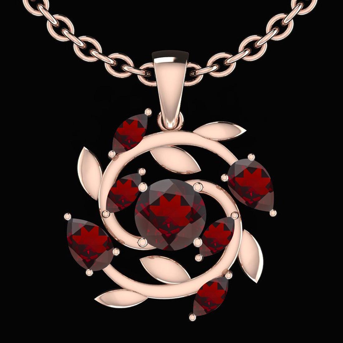 Certified 1.90 Ctw Garnet 18K Rose Gold Pendant: Certified 1.90 Ctw Garnet 18K Rose Gold Pendant **|**|** Color Stone Approx Weight: 1.90 Ctw (7 Psc Round Marquise Pear) Center Stone Color: Garnet Center Stone Setting: Prong Metal Approx Weight: 3.5