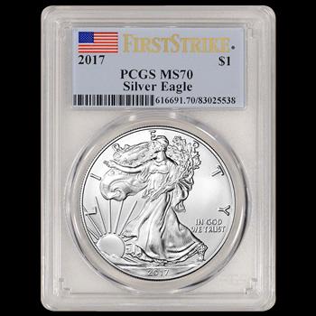 Certified Uncirculated Silver Eagle 2017 MS70 PCGS Firs: Certified Uncirculated Silver Eagle 2017 MS70 PCGS First Strike **|**|** Certified Uncirculated Silver Eagle 2017 MS70 NGC First Strike #IRS84697