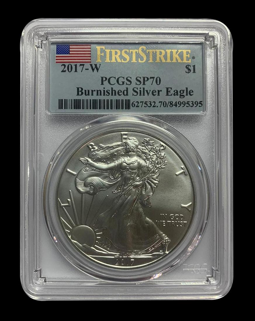 Certified Uncirculated Silver Eagle 2017-W MS70 PCGS Fi: Certified Uncirculated Silver Eagle 2017-W MS70 PCGS First Strike **|**|** Certified Uncirculated Silver Eagle 2017-W MS70 PCGS First Strike #IRS84702
