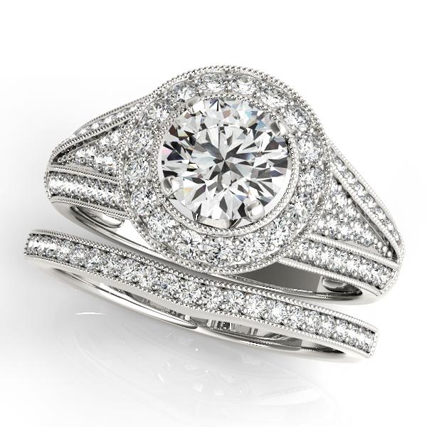 CERTIFIED 14KT WHITE GOLD 0.95 CT G-H/VS-SI1 DIAMOND HA: CERTIFIED 14KT WHITE GOLD 0.95 CT G-H/VS-SI1 DIAMOND HALO BRIDAL SET **|**|** CERTIFIED 14KT WHITE GOLD 0.95 CT G-H/VS-SI1 DIAMOND HALO BRIDAL SET (CENTER STONE DAIMOND .50 CTW G-H/VS-SI1) please requ