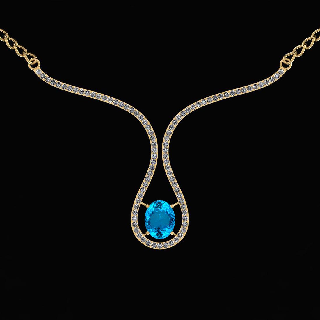 Certified 46.76 Ctw Blue Topaz And Diamond I2/I3 10K Go: Certified 46.76 Ctw Blue Topaz And Diamond I2/I3 10K Gold Victorian Style Pendant **|**|** Center Stone Approx Weight: 44.26 Ctw (1 pcs Oval) Center Stone Color: Blue Topaz Center Stone Setting: Prong