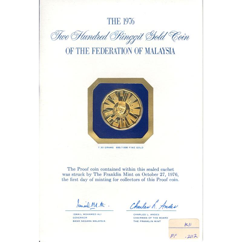 Malaysia 1976 200 ringgit gold Proof: Malaysia 1976 200 ringgit gold Proof -- Malaysia 1976 200 ringgit gold Proof #IRS33864
