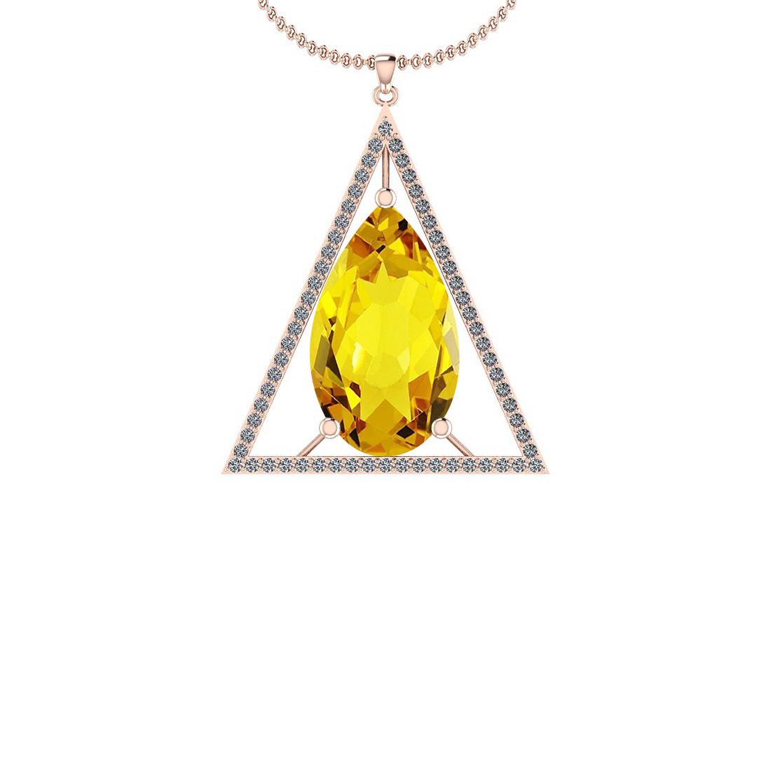 Certified 50.97 Ctw Lemon Topaz And Diamond I2/I3 10K G: Certified 50.97 Ctw Lemon Topaz And Diamond I2/I3 10K Gold Victorian Style Pendant -- Center Stone Approx Weight: 48.80 Ctw (1 pcs Pear) Center Stone Color: Lemon Topaz Center Stone Setting: Prong Sid