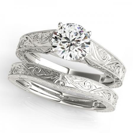 CERTIFIED 18KT WHITE GOLD 1.00 CTW J-K/VS-SI1 DIAMOND S: CERTIFIED 18KT WHITE GOLD 1.00 CTW J-K/VS-SI1 DIAMOND SOLITAIRE BRIDAL SET -- CERTIFIED 18KT WHITE GOLD 1.00 CTW J-K/VS-SI1 DIAMOND SOLITAIRE BRIDAL SET #IRS86787