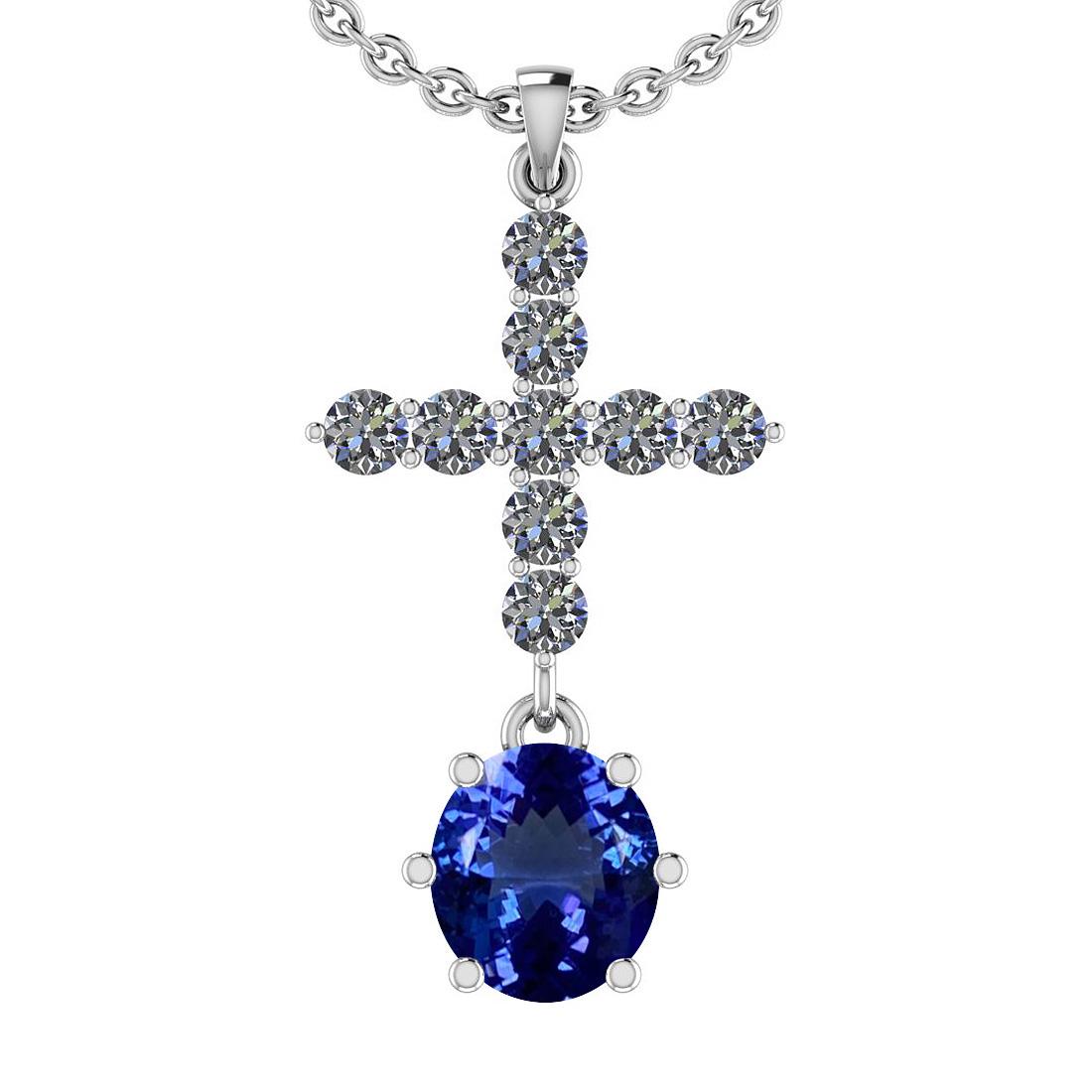 Certified 5.51 Ctw VS/SI1 Tanzanite And Diamond 14K Whi: Certified 5.51 Ctw VS/SI1 Tanzanite And Diamond 14K White Gold Necklace -- Center Stone Approx Weight: 4.61 Ctw (Oval Cut) Center Stone Color: Tanzanite Center Stone Setting: Prong Side Stone 0.90 Ctw